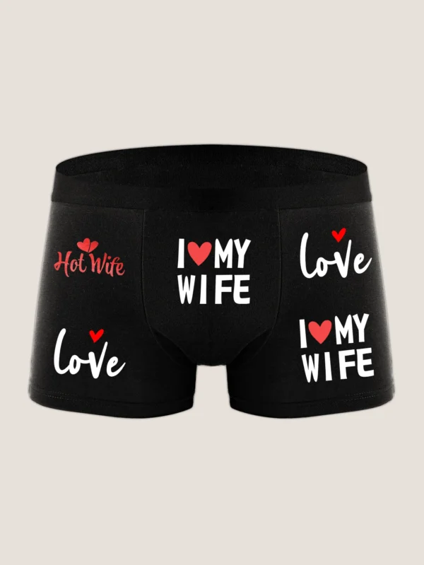 Men Playful Letter Print Panties Boxer Briefs Breathable Underpanties