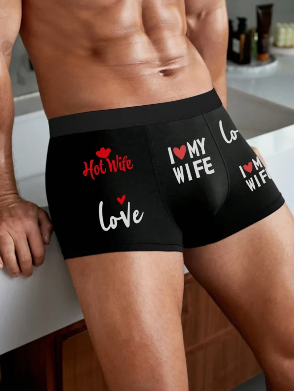 Men Playful Letter Print Panties Boxer Briefs Breathable Underpanties - Image 2