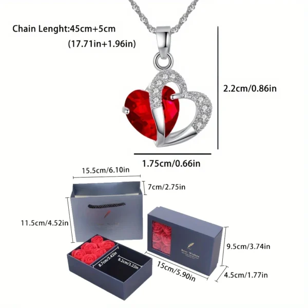 Luxury Necklace With 6 Roses Gift Box For Girlfriend Lover Mom Mother Day - Image 3