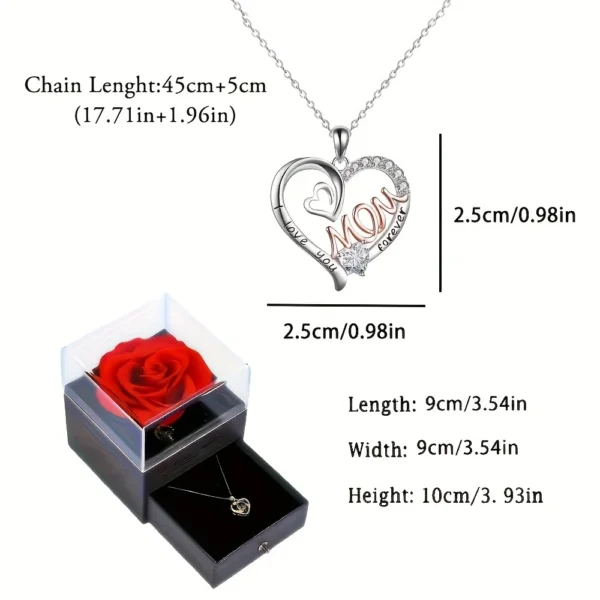 Necklace With Luxury Rose Gift Box For Mom Birthday Christmas Romantic Gift - Image 3