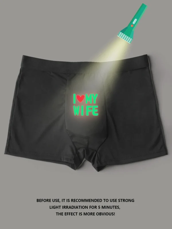 Fly Boxer Brief with I love wife Print Underwear Glow-in-the-dark