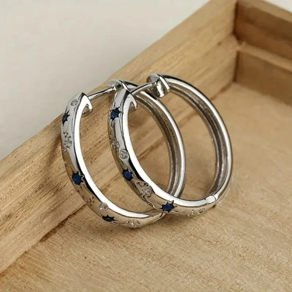 Carving Sun and Moon Hoop Earrings - Image 2