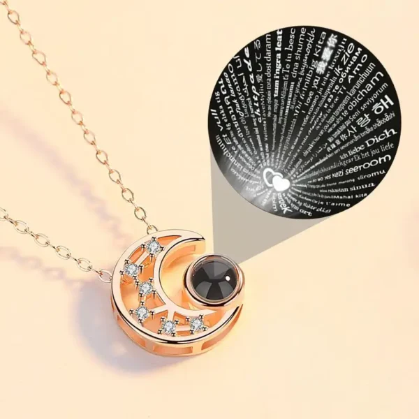 100 Languages ​​I Love You Moon Necklaces Gift For Girlfriend & Mother - Image 2