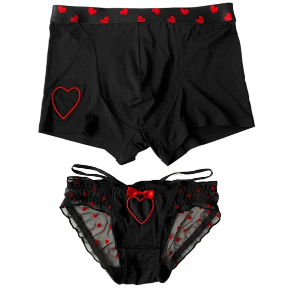 New Heart Printed Couple Underwear Sexy Women Men - Image 5