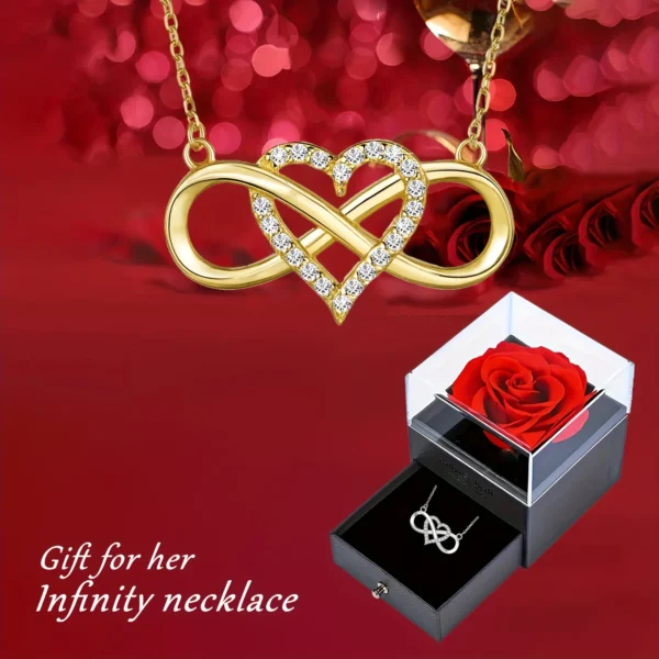 Elegant Infinity Heart Shape With Luxury Rose Gift Box