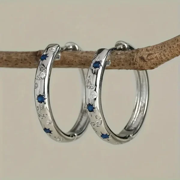 Carving Sun and Moon Hoop Earrings - Image 5