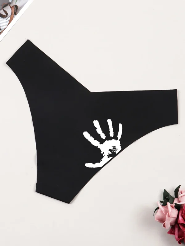 Hand Prints Cheeky Bikini Pants Sexy Black Lingerie - Image 4