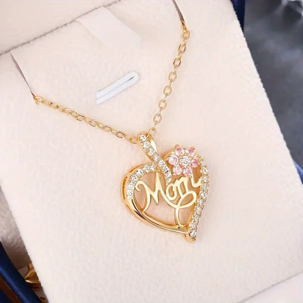 Mom Heart Pendant Necklace With Rose Gift Box - Image 4