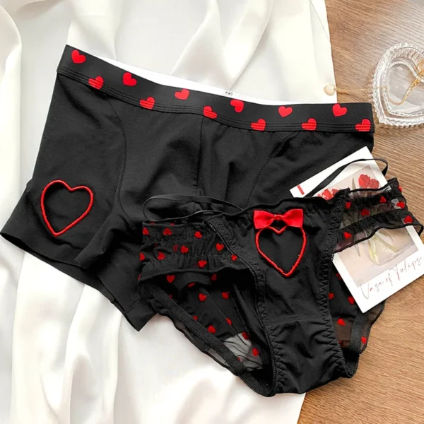 New Heart Printed Couple Underwear Sexy Women Men