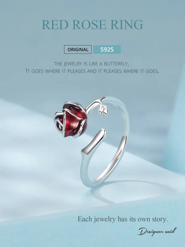 Red Rose Flower Ring - Image 2