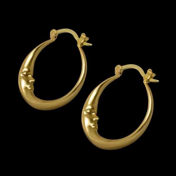 Hoop Earrings Vintage Metal Carving Face Personality - Image 3