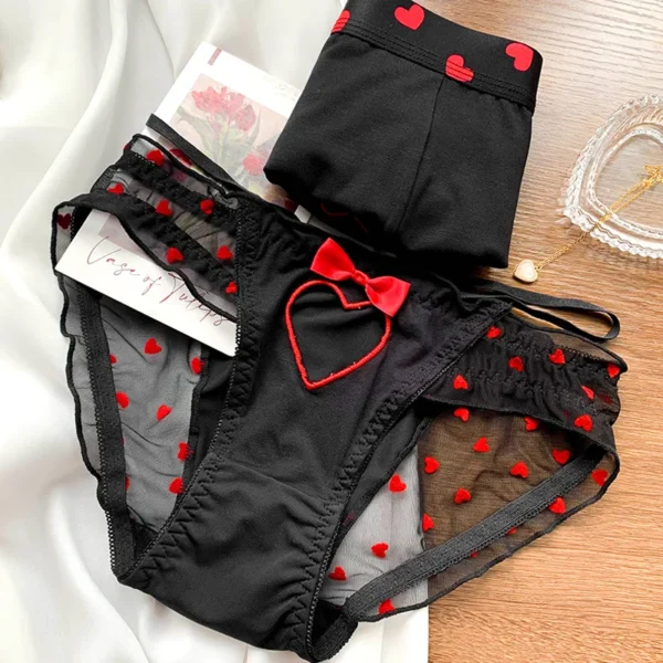 New Heart Printed Couple Underwear Sexy Women Men - Image 2