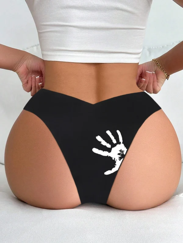 Hand Prints Cheeky Bikini Pants Sexy Black Lingerie - Image 2